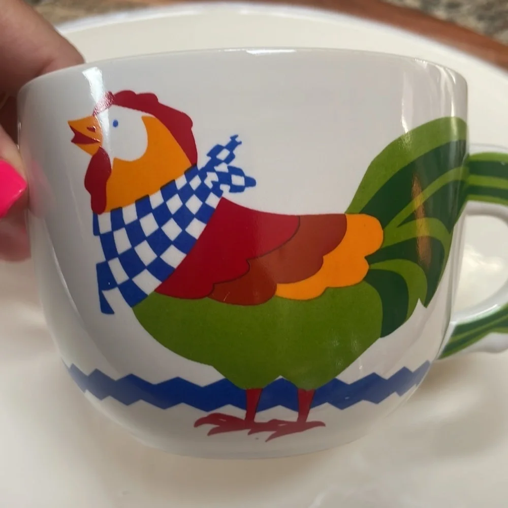 FTD vintage ROOSTER chicken soup mug / bowl ‘especially for you’ Jumbo cup 90s
